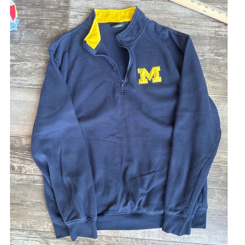Colosseum Michigan Wolverines Mens Large Navy Blue Quarter Zip Fleece Sweatshirt